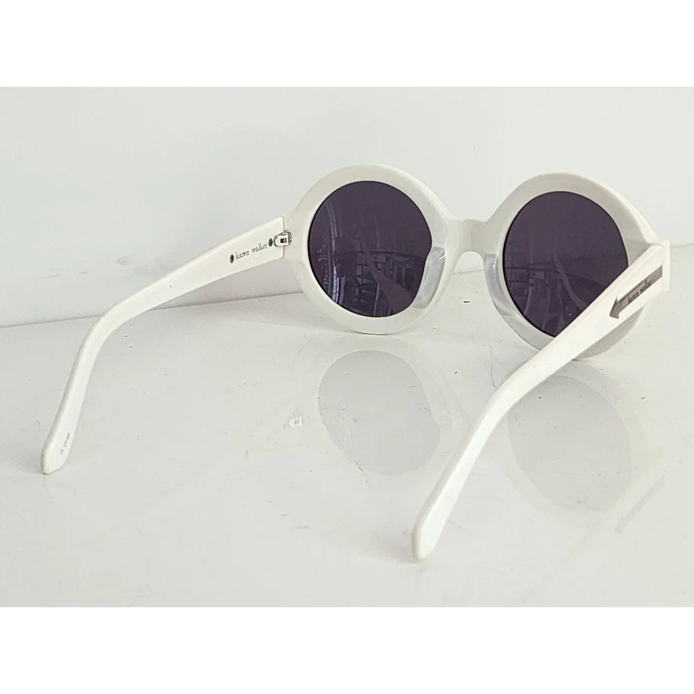 Karen Walker Xray Vision White Round Sunglasses Arrow Logo 709191 Womens Retro